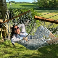 Black Fabric Hammock with 118 cm solid wood sticks